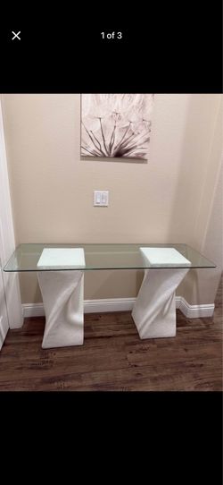 Postmodern Plaster Pedestal Console Sofa Table in Sirmos