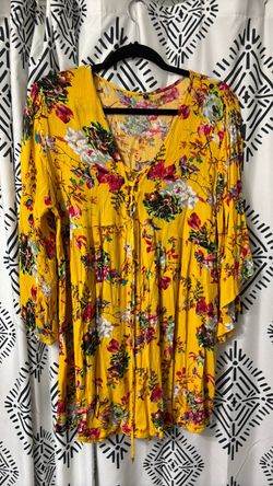Yellow Floral Boho Tunic Top