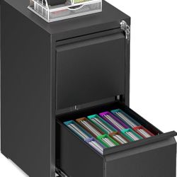 🥨2 Drawer File Cabinet with Lock, Vertical Metal Filing Cabinet, Small Filing Cabinet Under Desk,Mini Cute Files Cabinets 