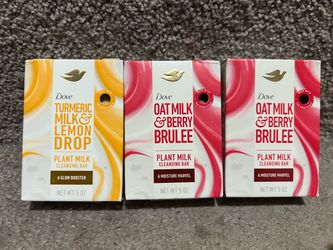 New unopened Dove Plant Milk Cleansing Bar Soap 3-Pack
