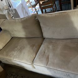 Microfiber Beige Couch And Oversized chair Set