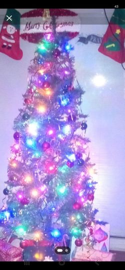 Decorated Artificial Christmas Tree with Lights