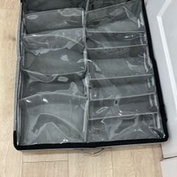 Gray Under Bed Storage Containers Adjustable Dividers