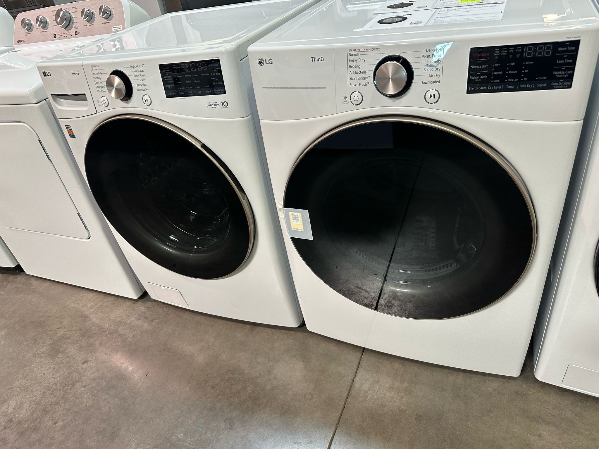LG Front Load Stackable Washer And Gas Dryer In White