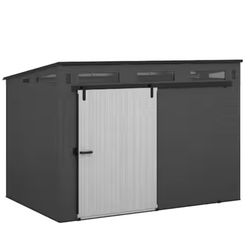 Modernist 10 ft. W x 7 ft. D Plastic Shed with Barn Door (78.29 sq. ft. )