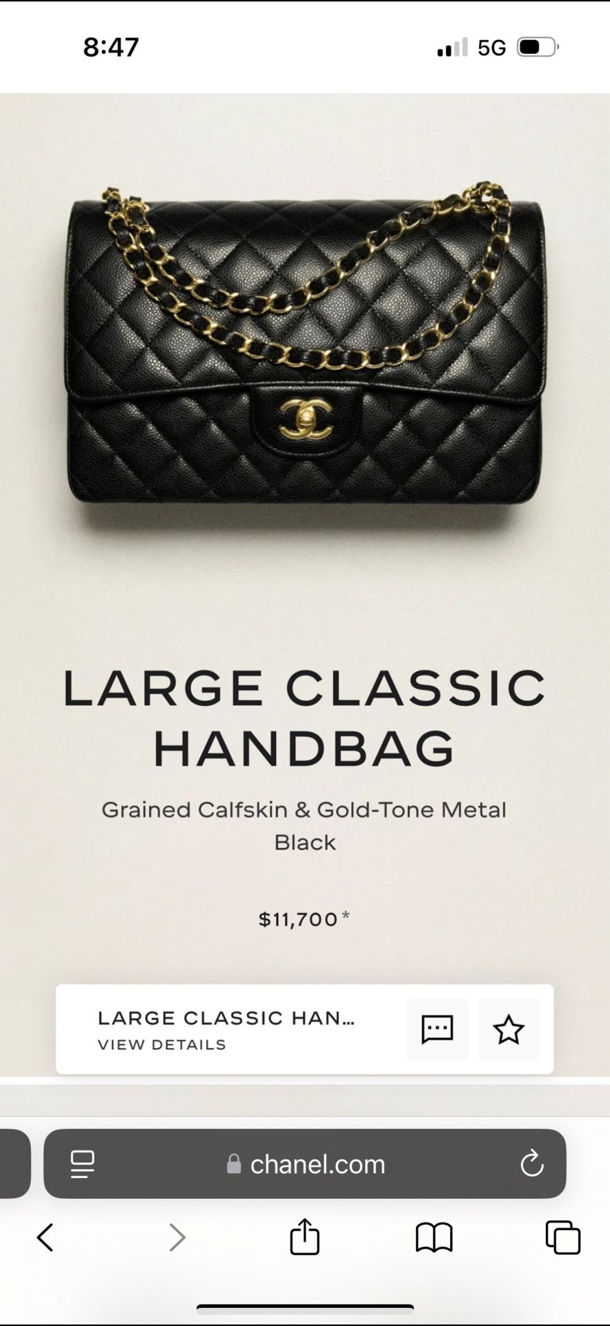 Brand New Chanel Large Classic Handbag