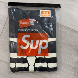 Supreme Hanes Bones Thermal Crew Black