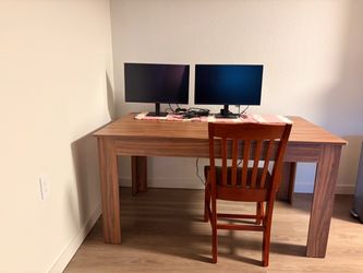 Table, Chair, and monitors