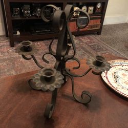 Perfect for Halloween; Vintage Scrolled Iron Spanish Gothic Candelabra: