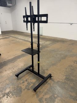 Mobile TV Stand with Wheels and Shelf