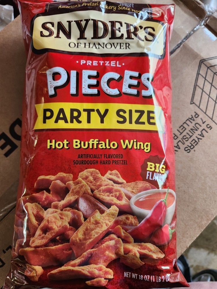 12  Snyder's Pretzel Pieces, Hot Buffalo Wing, Party Size, 18 oz ea