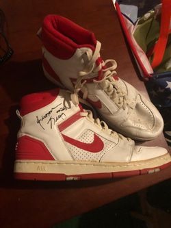 Population 1 of 1 Jerome Kersey roomie year game worn Nike AF1