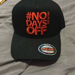 No Days Off – Black & Red Embroidered Cap Megastar Mafia Collection – On Sale $45 
