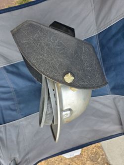 Vintage welding helmet with aluminum hard hat