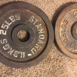 25 lb Olympic Plates 2” Pair Iron Steel Machined