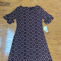WT Perceptions New York Women's Burgundy Patterned Dress size S