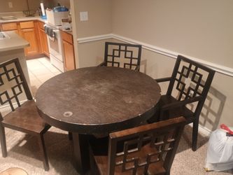 Brown Dining Room Table and Chairs