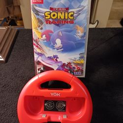 Nintendo Switch/ Team Sonic Racing Sealed Cartridge In Box Plus Yolk Switch Joy-con Racing Wheel