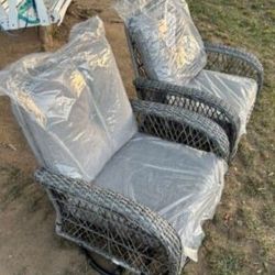 Two Pieces Swivel Chairs Patio Rocking Chairs Swivel Rocking Chairs Brand New Available In Beige Brown Light Gray Dark Gray Cushions 🚚🆕🚚🆕
