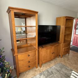 Pine Wood Wall Unit Entertainment Center