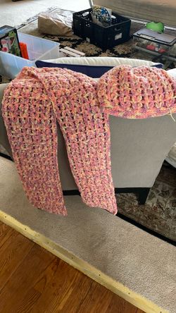 hand knit hat and scarf kids size