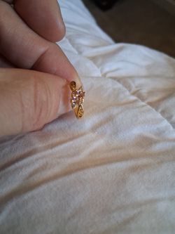 Gold Ring With 2 Pink Stones