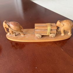 Sandalwood Decorative Elephants Pulling Logs