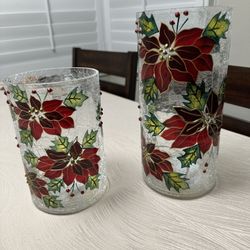 2 Glass Decorations With Fairy Lights