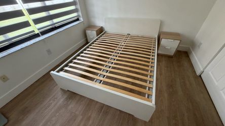 bed frame with 2 night tables queen size all together OFFER