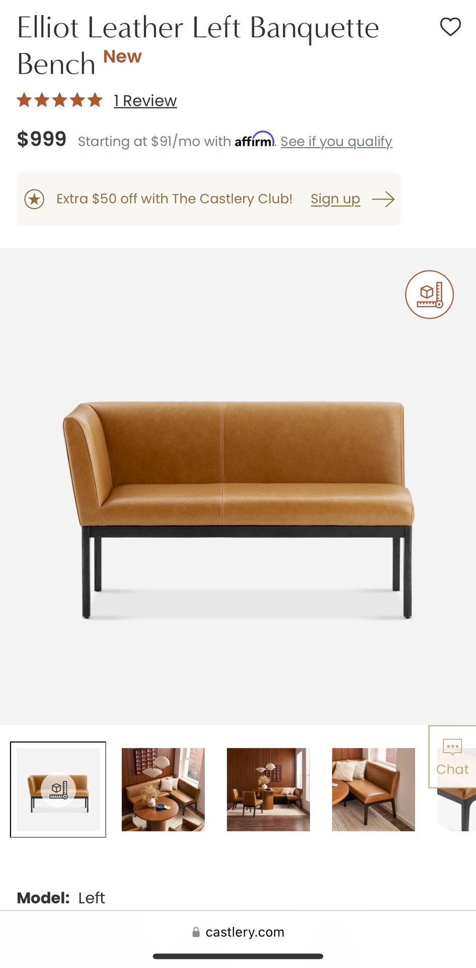 Castlery Elliot Leather Banquette Bench