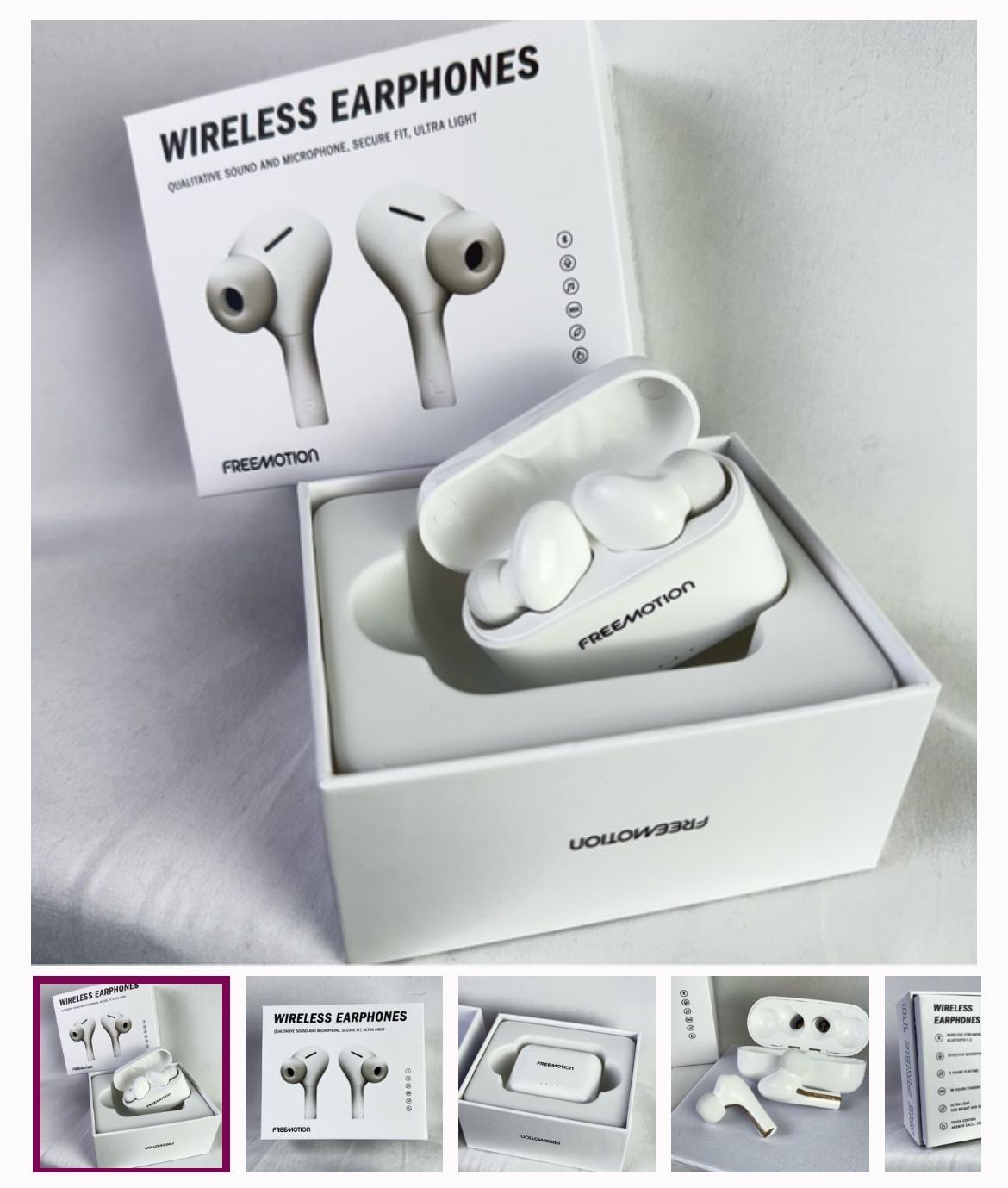 Freemotion Wireless Earphones - White- Brand new in box
