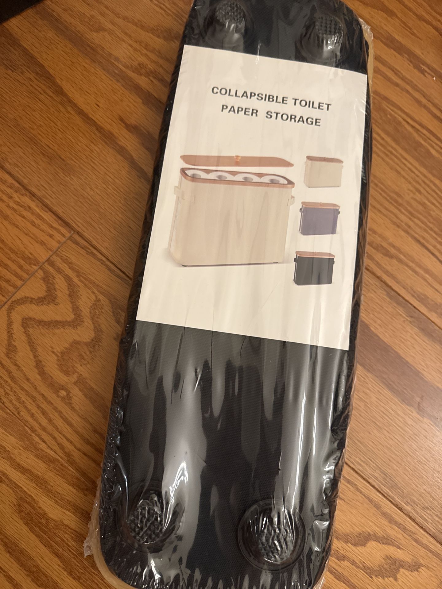 Collapsible Toilet Paper Storage Box with Bamboo Lid – New