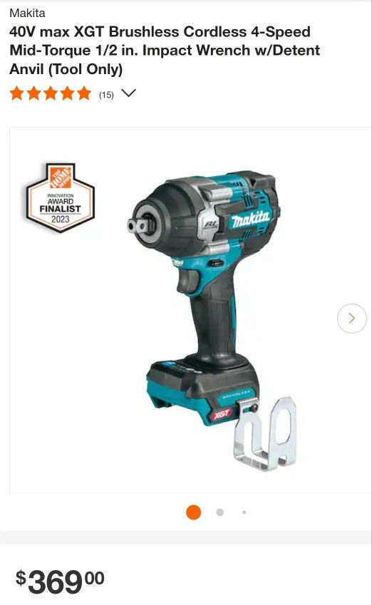 Makita
40V max XGT Brushless Cordless 4-Speed
Mid-Torque 1/2 in. Impact Wrench w/Detent
Anvil (Tool Only) new  nuevo