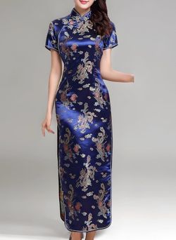 Women's Navy Chinese Dress