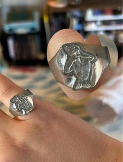 Handmade Pewter Selkie Wax Seal Ring, sz 7 1/4