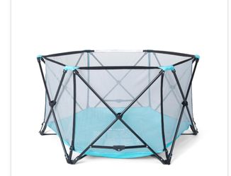 Regalo Safety My Play Portable Baby Playpen & Play Yard, Foldable 6-Panel Indoor Outdoor Playpen For Babies & Toddlers, Mesh Sides, Washable Fabric, 4