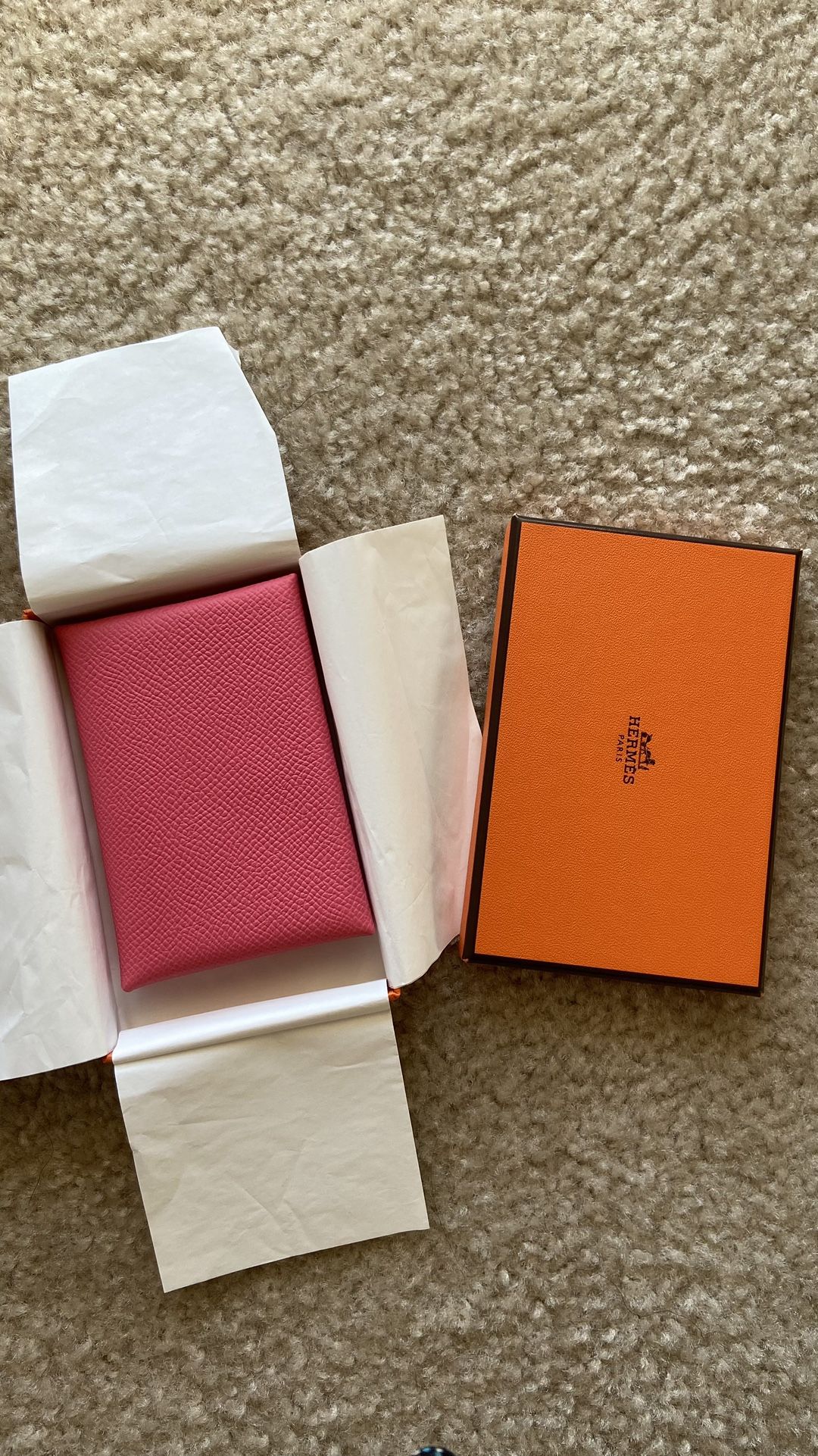 Authentic Hermes calvi duo card case