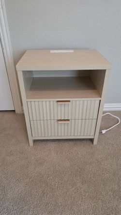 Fluted Night Stand with Charging Station - Brand New