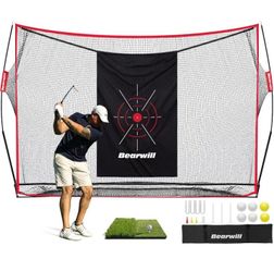 Golf Net,10x7ft Heavy Duty Golf Practice Nets with Mat for Indoor Outdoor
Golf Hitting Nets with Target Cloth,7 Tees,6 Balls for Backyard Driving Chip