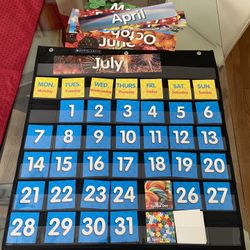 Calendar Pocket Chart for Kids Learning Monthly Calendar for Home School 