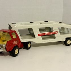 Vintage Tonka Pressed Steel Red/White Car Transport Carrier,70's