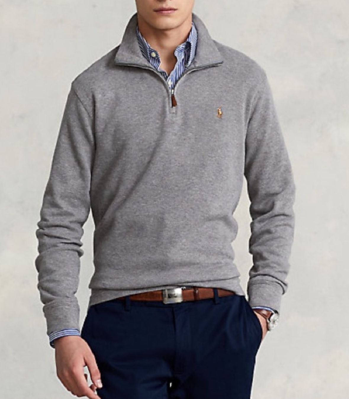 POLO RALPH LAUREN ribbed pullover mens XL GRAY