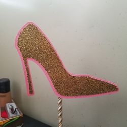 Gold glitter/pink High heel for centerpiece