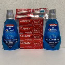 Colgate Toothpaste , Toothbrush , Crest Mouthwash