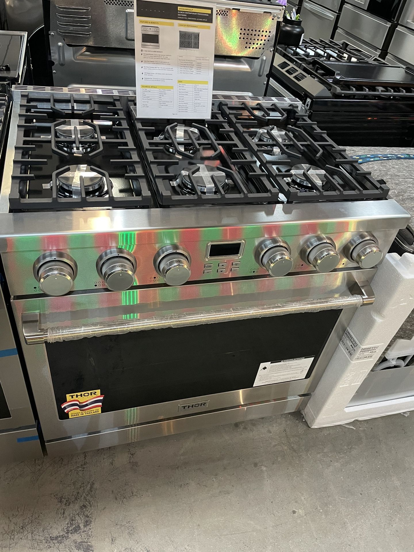 Thor Kitchen 36” Gas Slide In Range - Stainless Steel