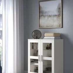 IKEA BRIMNES Cabinet with Doors, 31 X 37 Inch. Glass/White