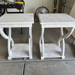 White and grey side tables