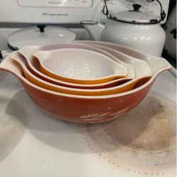 Vintage Pyrex Autumn Harvest Wheat Cinderella Mixing Bowl Set of 4