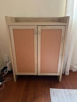 Rattan Shoe Cabinet with Doors