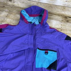 Vintage SKYR 90s Retro Gore-Tex Ski Jacket L Purple Colorblock Lightweight